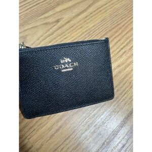 Coach Black Leather Mini Skinny ID Case Keychain , New